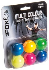 Fox Coloured Table Tennis Balls (Mixed Colours) 6 Pack